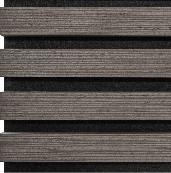 tectake® Akustikpaneele - 4er-Set - Akustik-Wandpaneele - 60 x 120 cm - 2,88 m² - Wandpaneele mit verstellbarer Größe - Lattenwand aus MDF und Holzfurnier - Schalldämmung - stilvolle Wanddekoration - einfache Montage - Eiche grau