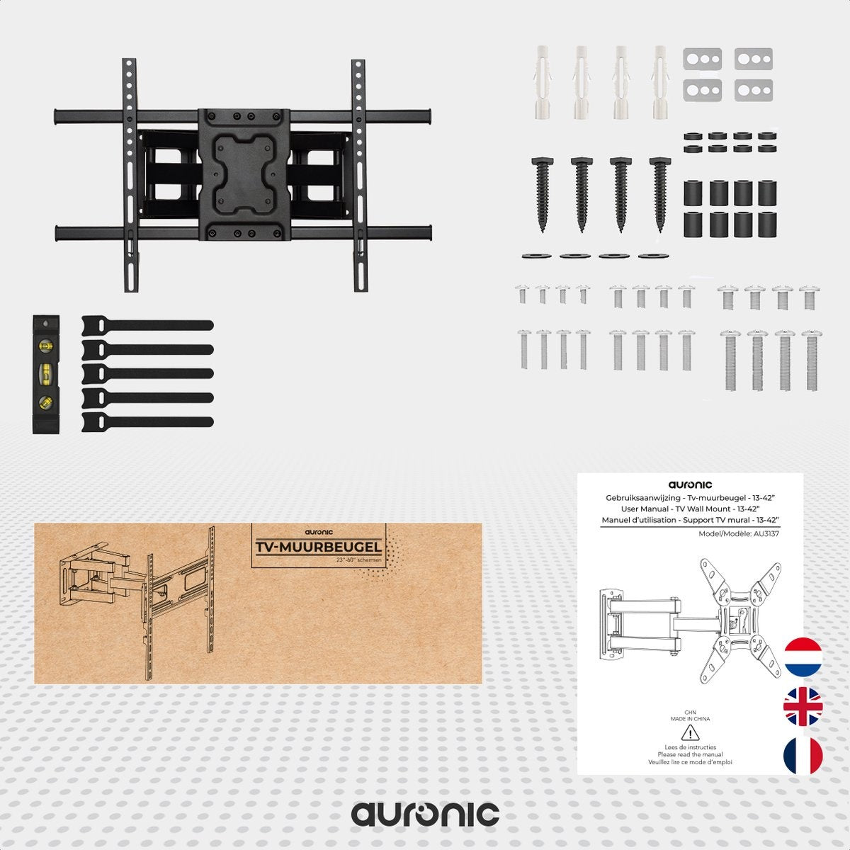 Auronic TV-Halterung - drehbar und neigbar - 23 bis 60 Zoll - bis zu 45 KG - Schwarz