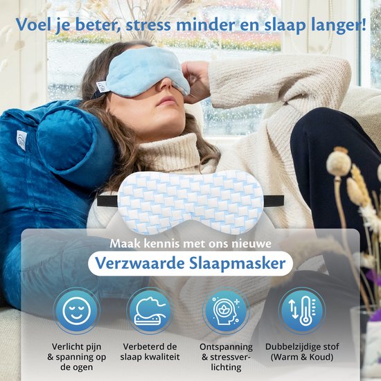 Ella Weighted Schlafmaske - Kühlendem Stoff - Samt - Verstellbar - Blau