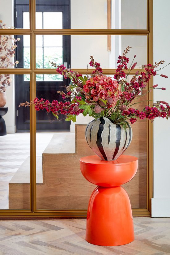 Mica Decorations Elliot Couchtisch – Nachttisch für Schlafzimmer oder Wohnzimmer – Beistelltisch aus Eisen für Blumen, Pflanzen und Dekoration – H 45 x Ø 32 cm – Orange