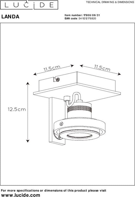 Lucide LANDA – Deckenstrahler – LED „Dim to warm“ – GU10 – 1×5 W 2200 K/3000 K – Weiß
