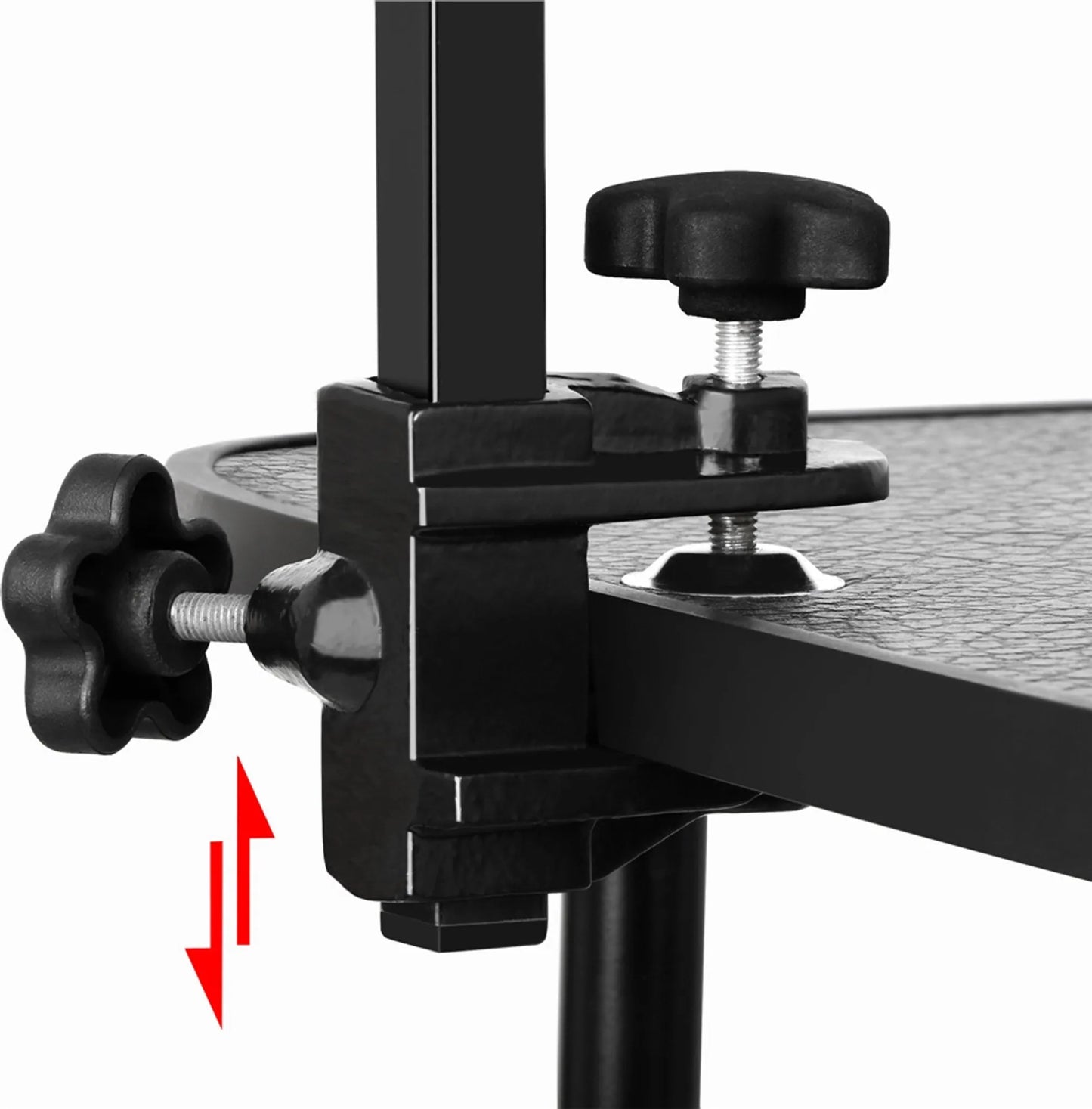 Yaheetech klappbarer Pflegetisch - ausgestattet mit höhenverstellbarem Ständer und abnehmbarem Trageriemen und rutschfester Arbeitsplatte - für Hunde und Katzen - schwarzes Metall und PU-Leder - 80,5 x 46 x 76 cm
