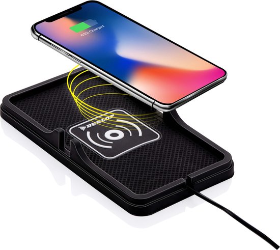 Dunlop Phone Holder Car/ Qi Charger - Wireless Charging - Schnelles Ladegerät - inkl. Autoladegerät und Kabel