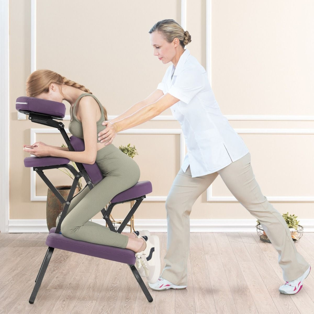 Coast Massagesessel - Zusammenklappbar - Mit Tragetasche - Max 150 kg - 48 x 55 x 120 cm - Lila