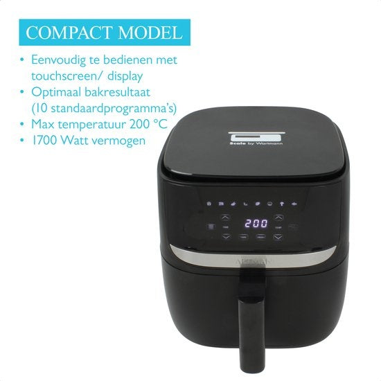 Wartmann WM 2203AF, Keramik Airfryer / Heissluftfritteuse, 5.7 Liter, Waagefunktion, PFAS-frei, schwarz