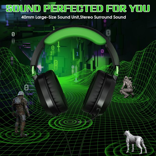 KOTION EACH G3100 Gaming-Headset – Over-Ear-Kopfhörer mit Mikrofon – Geeignet für Nintendo Switch, PS5, PS4, Xbox Series X|S, Xbox One, Mobilgeräte und PC – Schwarz-Grün