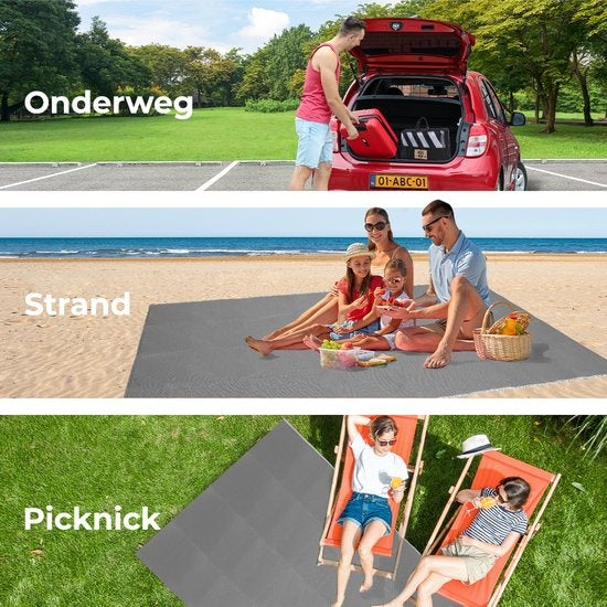 LifeGoods Outdoor-Teppich - 152x230CM - Gartenteppich - Inkl. Tragetasche - Grau