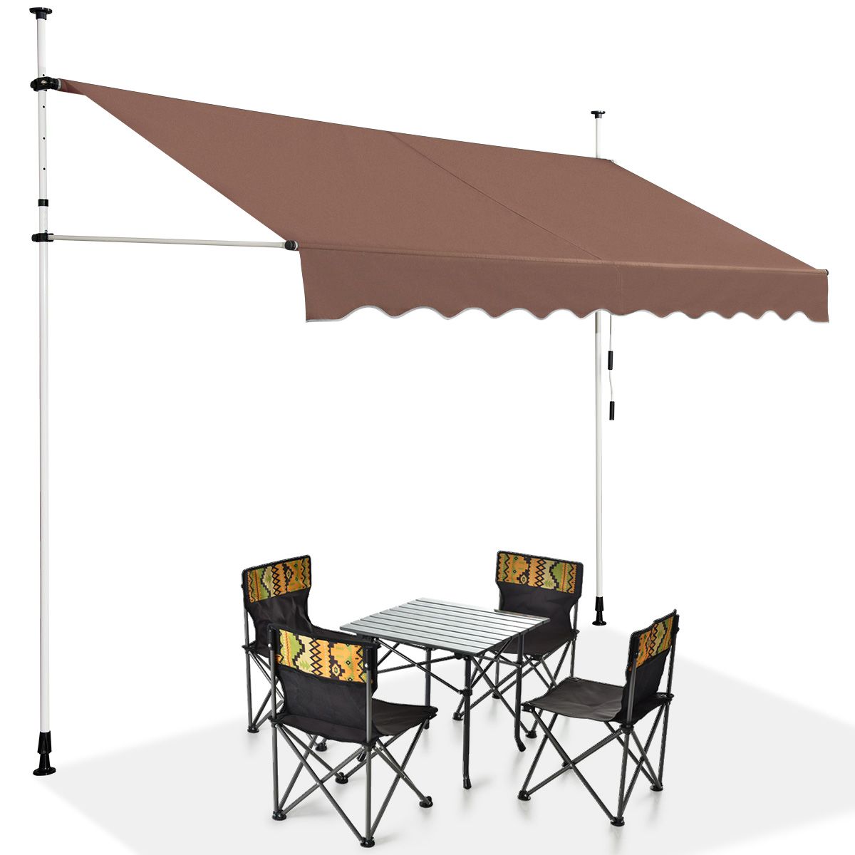 Coast Sunshade 300x120 cm Höhenverstellbar Braun - Ausziehbares Sonnensegel für Balkon, Terrasse oder Fenster