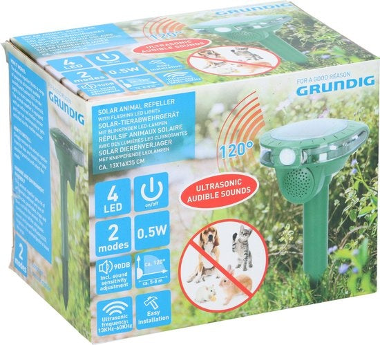 Grundig Solar-Ultraschall-Schädlingsvernichter - mit Bewegungssensor - inkl. 4 x AA