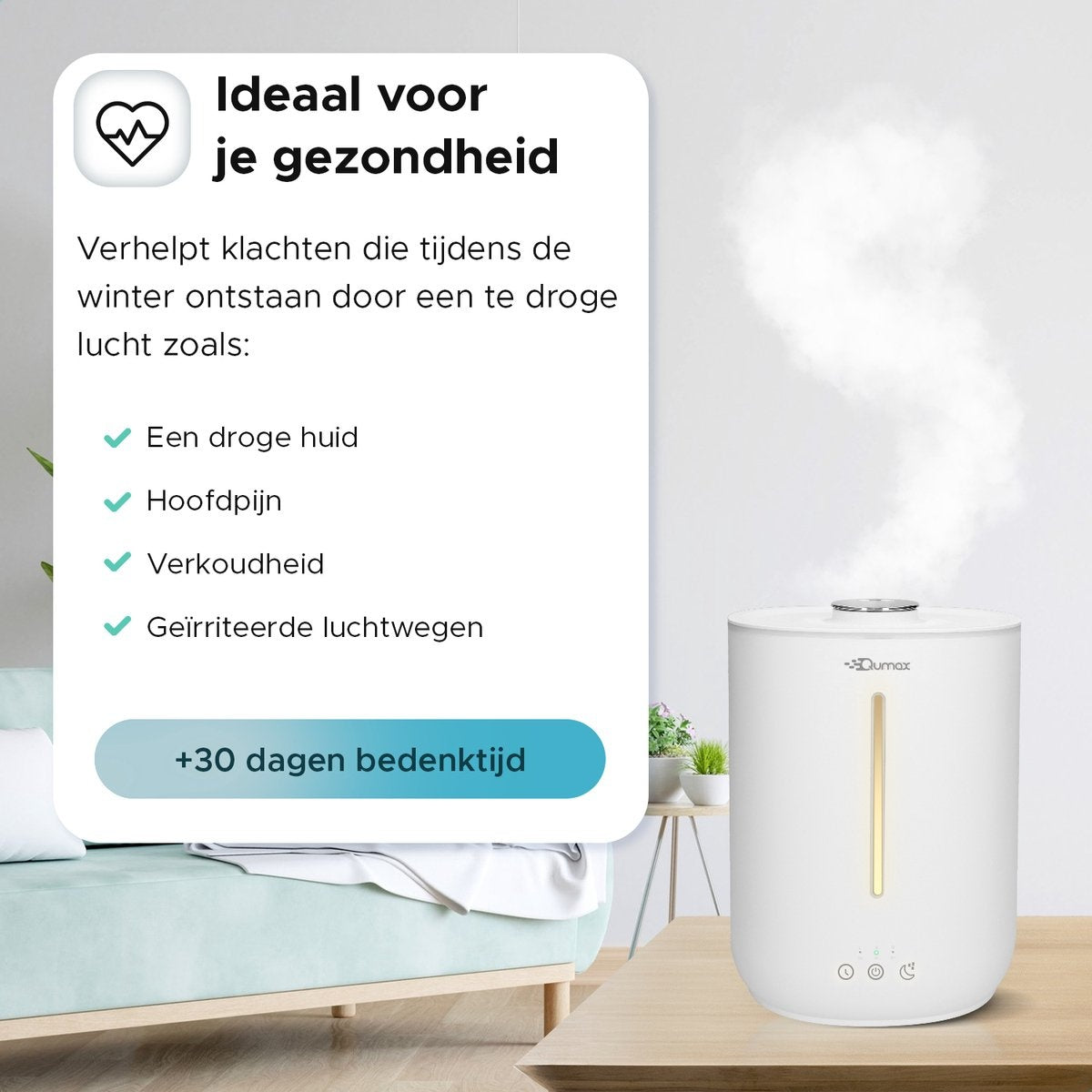 Qumax Luftbefeuchter mit Aromatherapie 2,8L - verschiedene Stufen - leises Design