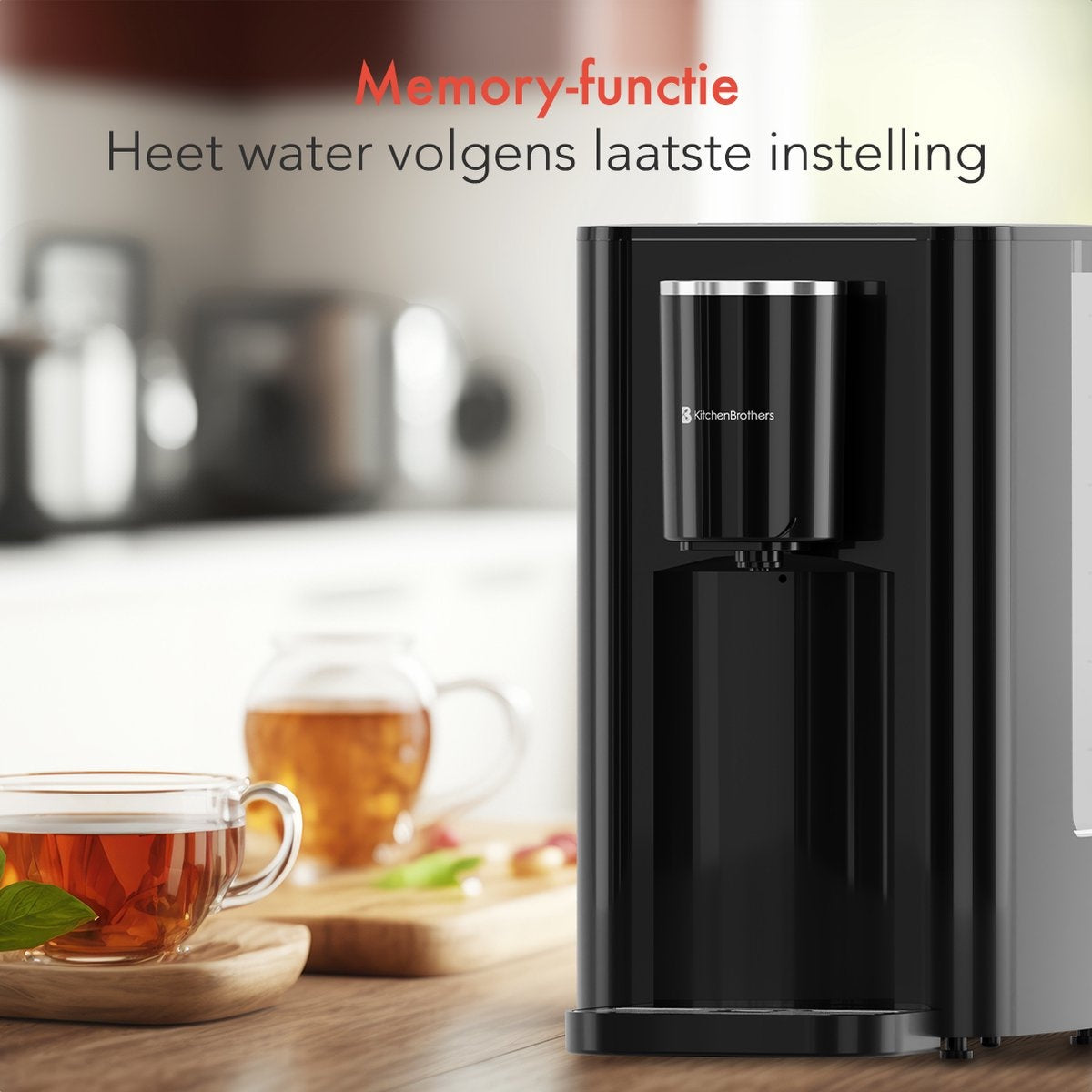 KitchenBrothers Heißwasserspender - 2.9L - Touch Display - Heißwasserhahn - 2600W - Schwarz