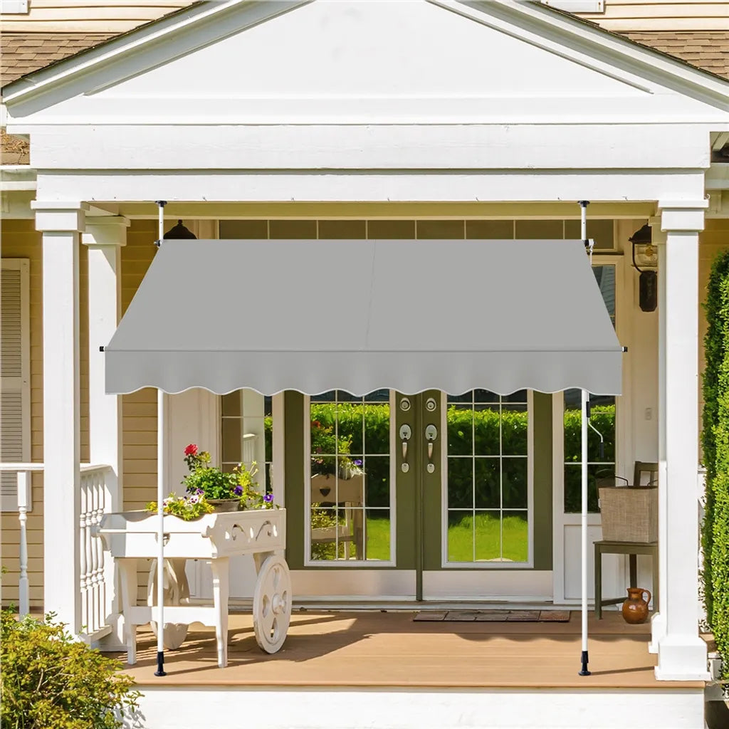 Yaheetech Klemm-Sonnenschutz 250 x 180 cm – Höhe 210–300 cm – Handkurbel – Hellgrau