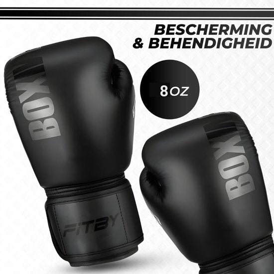 Fitby Boxhandschuhe - Kickboxhandschuhe - Boxhandschuhe - Kinder-Boxhandschuhe - Schwarz - 8 oz