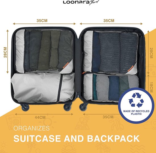 Packwürfel mit Kompression für Koffer und Rucksack mit Packsack, grau