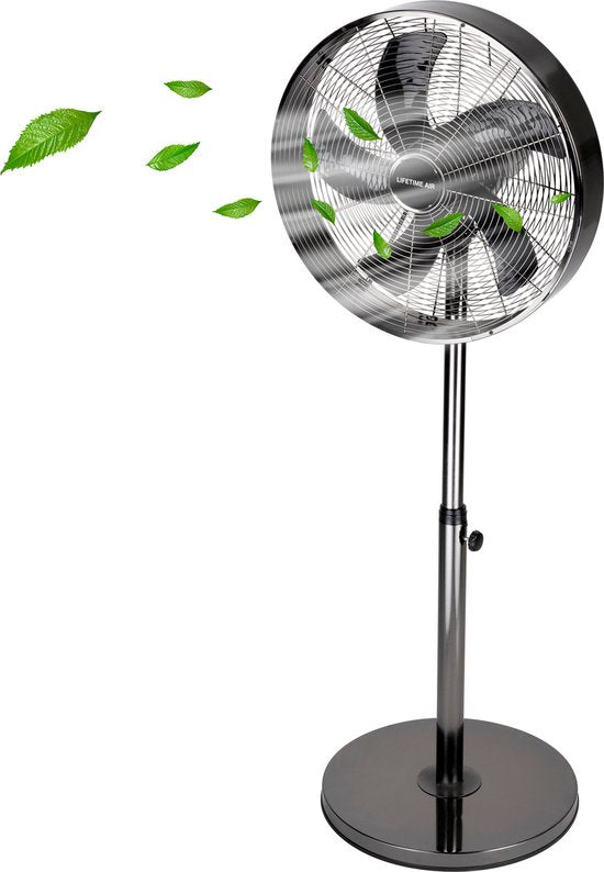Lifetime Air Stativventilator - 230V - Höhe 85-125 CM - 3 Geschwindigkeiten - Oszillationsfunktion - Neigbar - Silber
