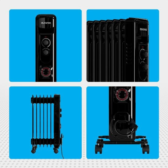 Auronic Ã–lradiator - Elektrische Heizung - Thermostat - Timer - 3 Stufen - bis zu 1500W - Schwarz