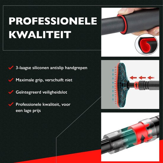 Zoluko Professional Klimmzugstange - 200kg Tragkraft - Einfache Befestigung - Ausziehbar 65–100 cm - Schwarz/Rot