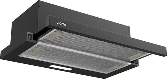 CIARRA CBCB6906D – Flachbild-Dunstabzugshaube – 60 cm, schwarz – inklusive Aktivkohlefilter-Set – 370 m³ – Energieeffizienzklasse A++