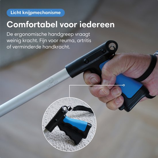Safe Age® Greifer für Senioren – Müllgreifer – Extra lang 90 cm – Zusammenklappbar – mit um 360° drehbarem Kopf und Magnet