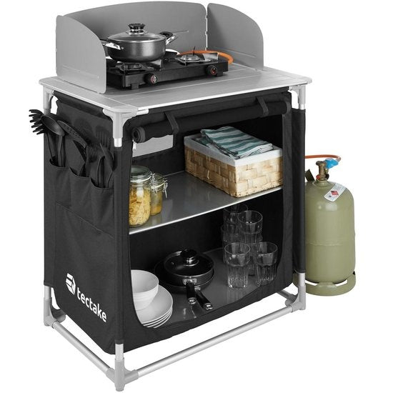 tectake - Campingküche 76x53,5x107cm schwarz - 403346