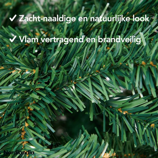 Nordlandia Künstlicher Weihnachtsbaum mit LED-Lichtern - 180 cm - Metallständer - Grün