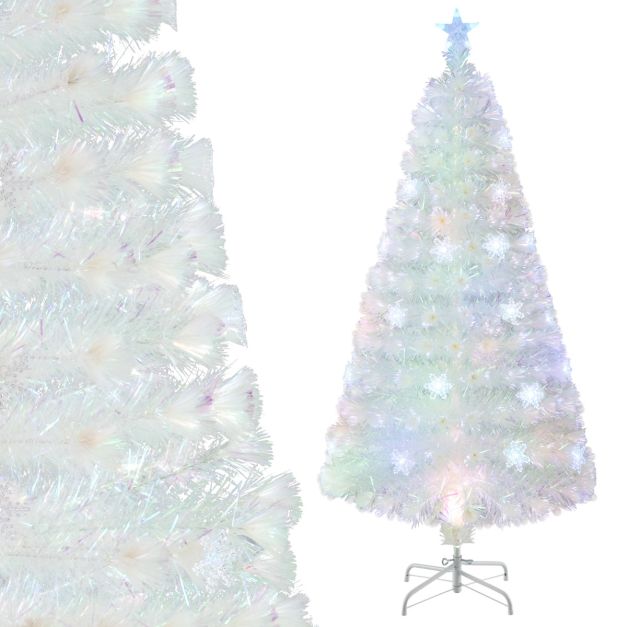 Costway Kunstweihnachtsbaum 150 cm mit 8 Beleuchtungsmodi, warmweißen LEDs und Tannenzapfen – CM25342DE