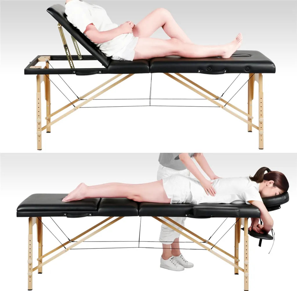 Yaheetech 3-Zonen-Massageliege 213 x 80 cm – Schwarz – Zusammenklappbare Behandlungsliege bis 250 kg