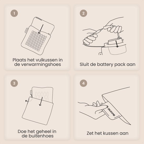 Auronic Wärmekissen - Teddy - 45x45 - Kabellos - Wiederaufladbar - Elektrisches Kissen - Infrarot - Taupe