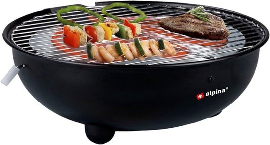 alpina Electric BBQ - Tischgrill - No Smoke - Indoor Grillen - 1250W - Ã˜ 30 Cm - Schwarz