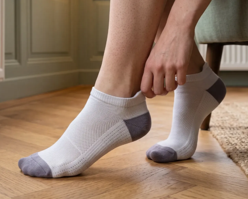 Fibershirts Socken – Weiß – Kurz – Rutschfest, geruchsneutral