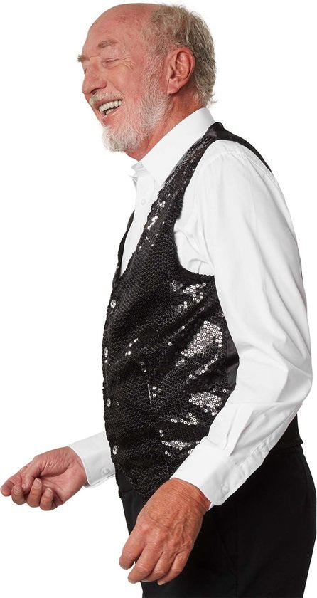 dressforfun – Paillettenweste für Herren, schwarz, XL – Kostüme, Halloween, Verkleidung, Partykleidung, Karnevalskleidung, Karneval, Festkleidung, Partykleidung – 303974