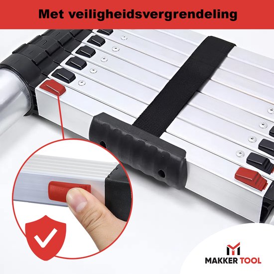 Makker Tool Teleskopleiter 3,2 Meter – Stabilisierungsfuß & Soft-Close