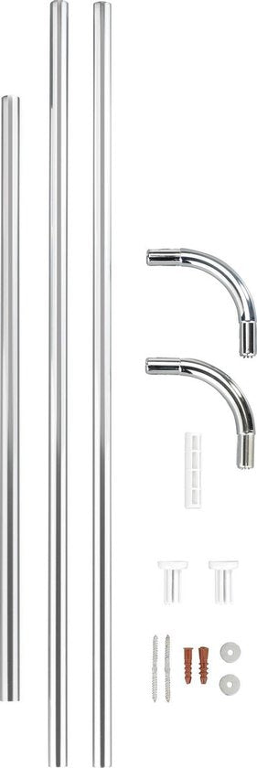 Wenko Duschvorhangstange 63,5 × 81 cm, Aluminium, Chrom