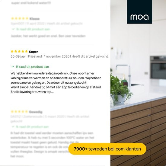 MOA Smart Glass Panel Heater with WiFi - Elektrische Heizung - Konvektorheizung - Flächenheizung - Tragbare Heizung - Weiß - PH15W