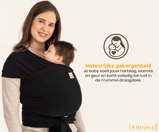Frummel Baby Carrier Black - Baby Wrap - Babytrage - Tragetuch gewebt - Baby 0-36 Monate - Neugeborenes