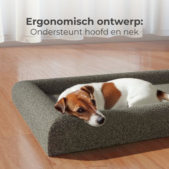 CozySense® Orthopädischer Hundekorb - 90 x 54 cm - Größe L - Bouclé-Stoff - Wasserdichtes Hundebett mit waschbarem Bezug - Als Sitzkissen geeignet - Grau