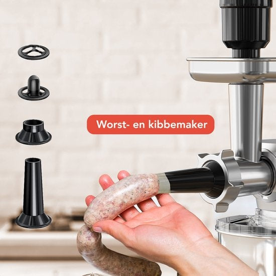 KitchenBrothers Küchenmaschine - Komplettset - 15 Zubehörteile - Küchenroboter - 6L - 1500W - Silber