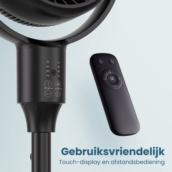 Auronic Stativventilator – Standventilator – Luftkühler – Boden- und Tischventilator – Omni – 3 Geschwindigkeitsstufen – Leiser Ventilator – Ventilator – Mit Fernbedienung – Schwarz