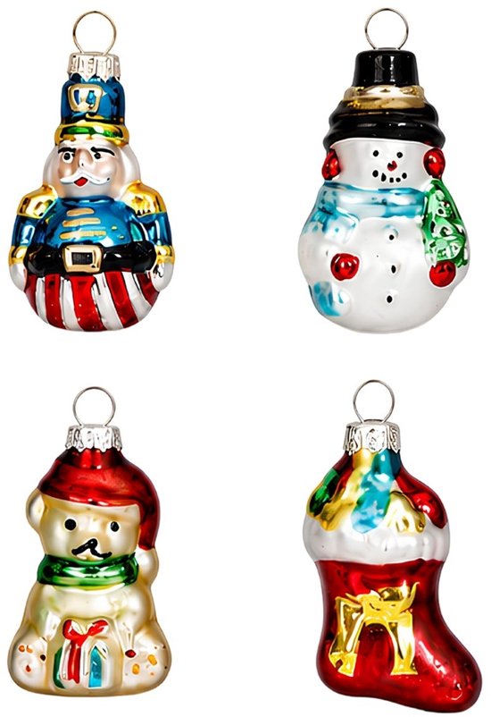 Mica Decorations Weihnachtskugeln, 20er-Set – Weihnachtsschmuck für den Weihnachtsbaum – Glas-Weihnachtskugeln mit klassischen Weihnachtsmotiven – Weihnachtsanhänger, 3,5 cm – Grün