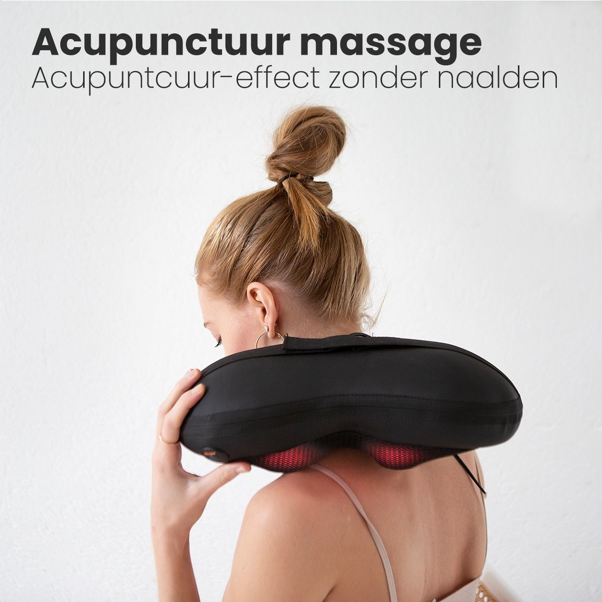 LifeGoods Elektrisches Shiatsu-Massage-Kissen Nacken- und Rückenmassage Wärmefunktion Schwarz