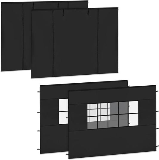 VONROC Seitenwandset - Für Premium Partyzelt PT501XX - Wasserdicht - 50+ UV Schutz - Schwarz