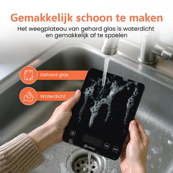 Digitale Präzisions-Küchenwaage – Küchenwaage – 1 g bis 15 kg – Tara-Funktion – Schwarz