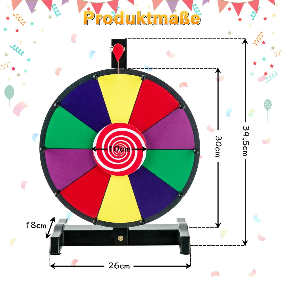 Coast 30 cm großes Glücksrad für Preise Table Spider Bike für Wettbewerbe und Partys