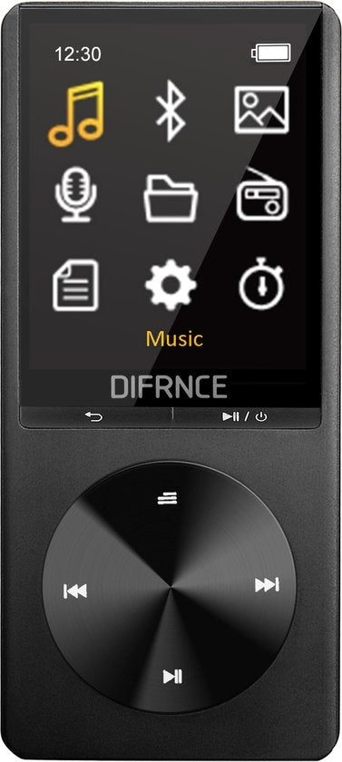 Difrnce MP3 / MP4 Player - Bluetooth - USB - Shuffle - bis zu 128GB - inkl. Ohrhörer - Sprachaufzeichnung - Dicataphone - MP1820BT - Schwarz