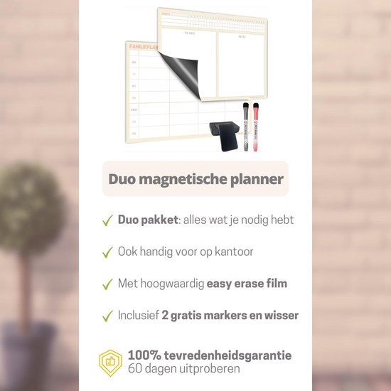 Magnetischer Familienplaner - Wochenplaner Whiteboard - Planer magnetisch - Planungstafel - Monatsplaner magnetisch