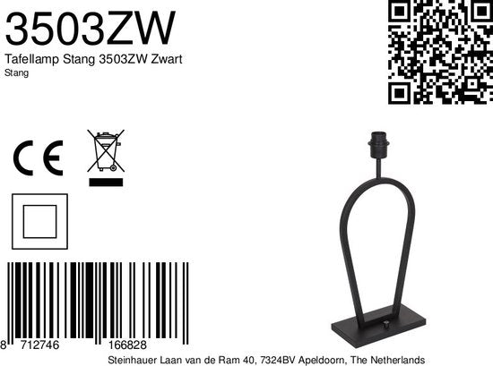 Steinhauer Tischlampe „Stang“ – schwarz – Metall – 3503ZW