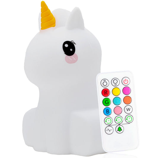Sleepy Friends Kinder-Nachtlicht Einhorn - 95x97x100 mm - 8 Farben - USB aufladbar - dimmbar - Nachtlicht für Baby und Kind