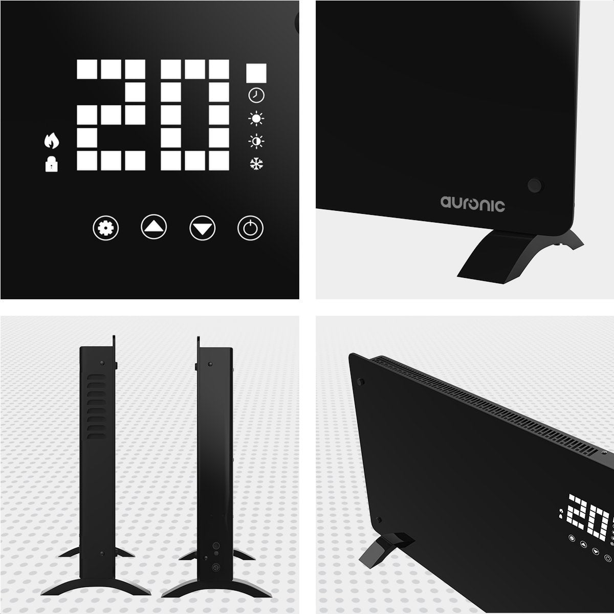 Auronic Elektroherd - Mit Thermostat und Fernbedienung - Bis zu 22 m3 - 2000 W - Schwarz