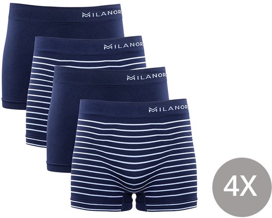Milanoro - 4 nahtlose Boxershorts - Schwarz/Schwarz gestreift - L