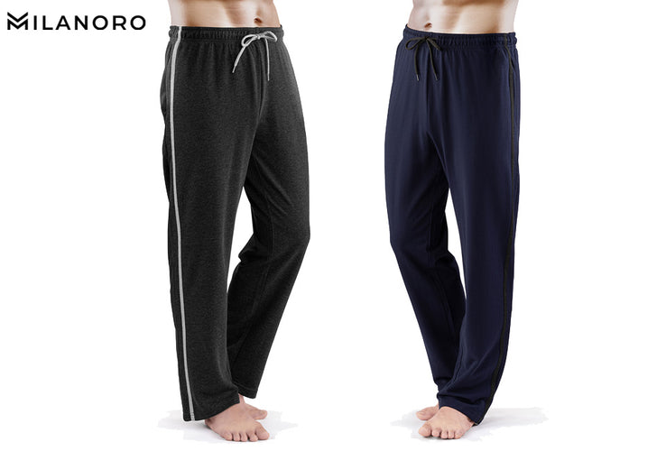 Milanoro 2pk Loungewear lange Hosen Marine - Dunkelgrau Größe S